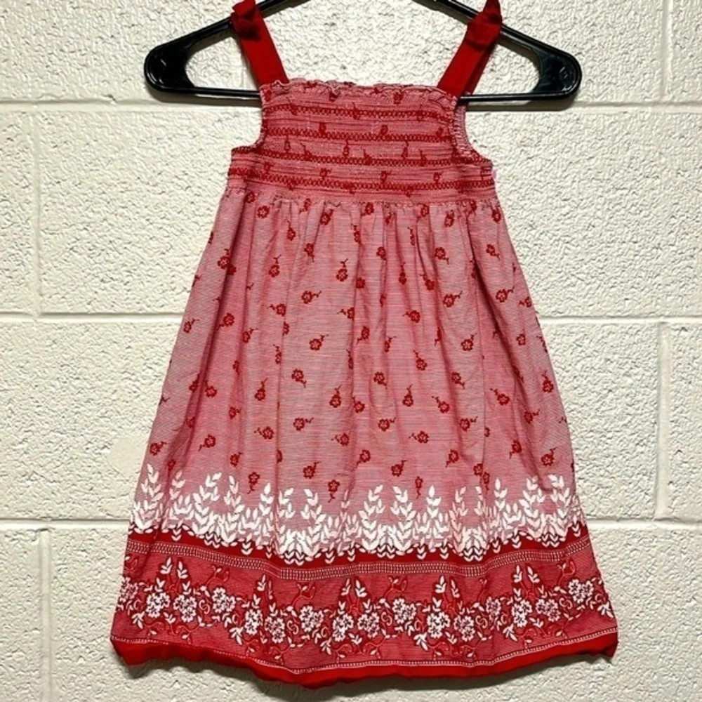Oshkosh red and white floral cotton strap sundress size 5 kids